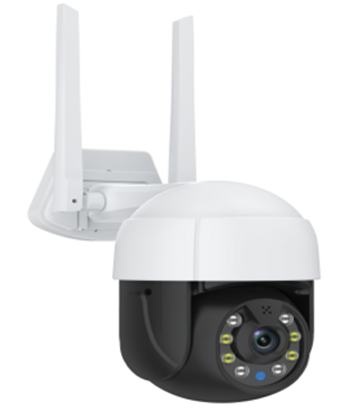 Tuya WiFi Outdoor PTZ Camera 1080P, 355° Pan/90° Tilt, IR+White Light Night, Motion Detection, IP66, Two-Way Audio, App, Black